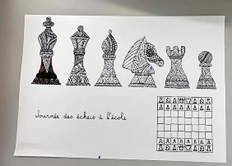 Dessin de la journée des échecs à l’école