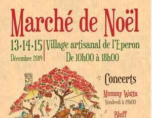 Affiche du marché de Noël 2019 du Village artisanal de l’Éperon